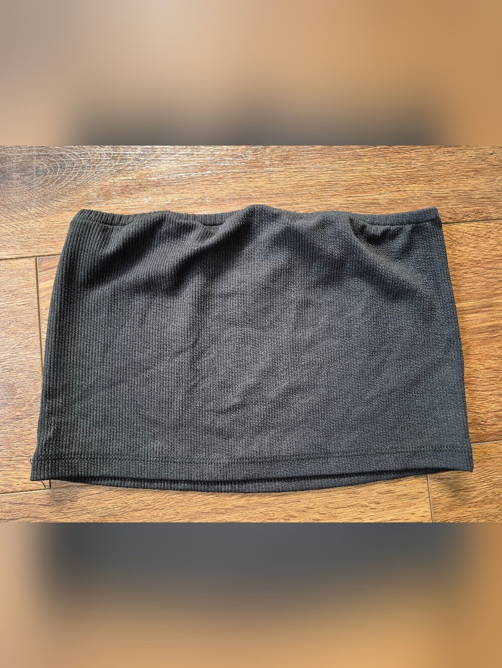 NEW Ambar Black Ribbed Textured Tube Top Sz L**runs small